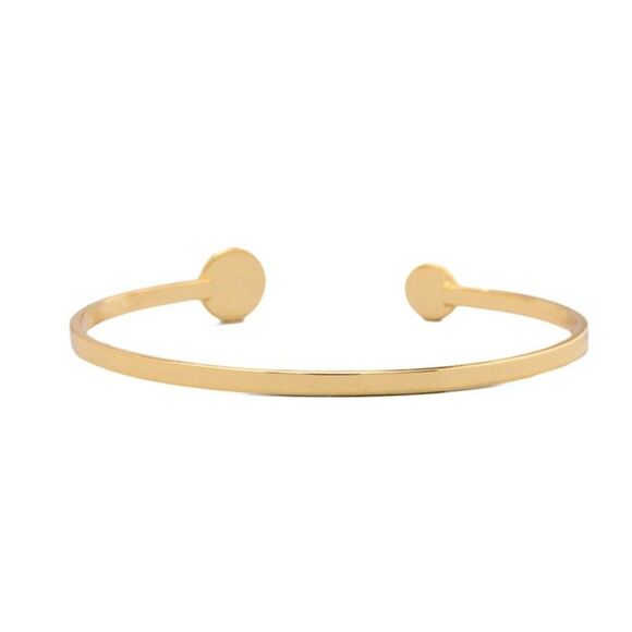 NWT Gorjana Alphabet E Initial Thin Disc Cuff Birthday 18k Gold Dainty Ethereal - Picture 2 of 6